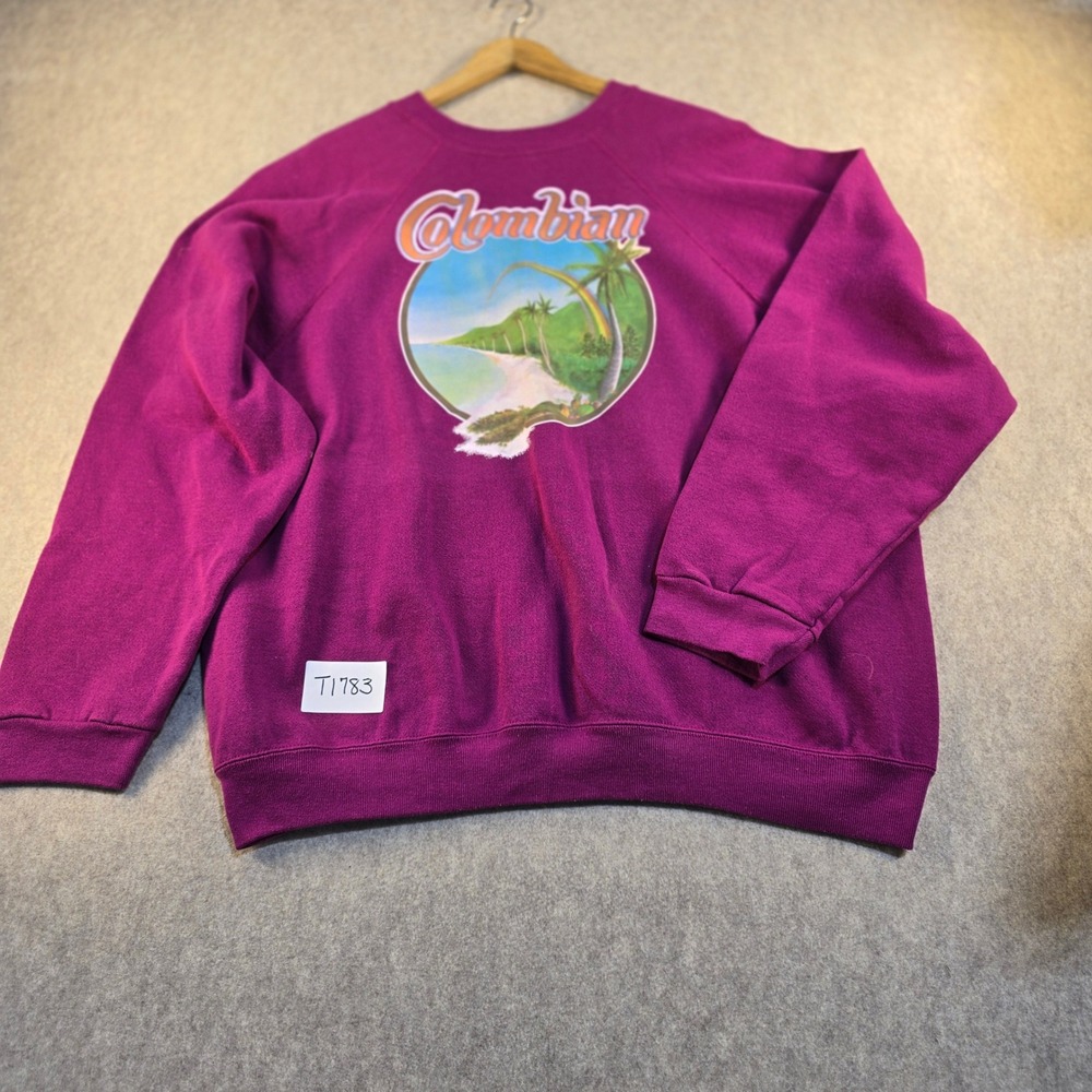Vintage Sweats Appeal by Tultex Colombian Beach Graphic Sweatshirt Purple 2XL